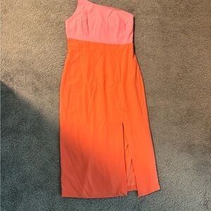 Petal & Pup One-Shoulder Pink and Orange Dress